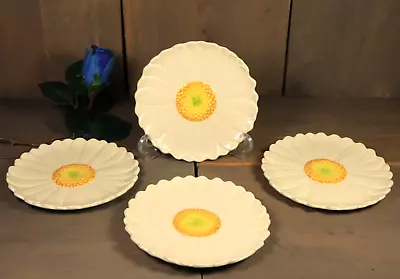 Buy Set Of 4 Ceramic Majolica Daisy Flower Shaped Plates Italian Plate Hand Painted • 151.80£