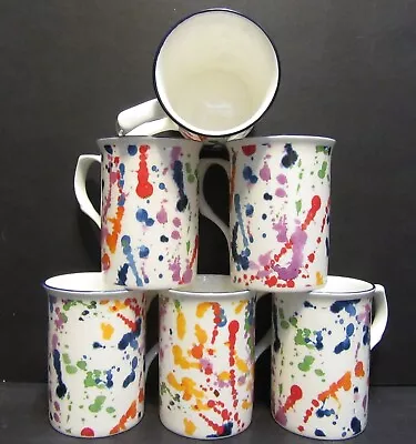 Buy Set Of 8/6/4/2/1 Mugs Splash Fine Bone China Mugs Castle Shape 10oz UK Deco • 10.99£