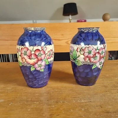 Buy Vintage Pair Maling Blue Lustre May Bloom 6  Vases • 30£