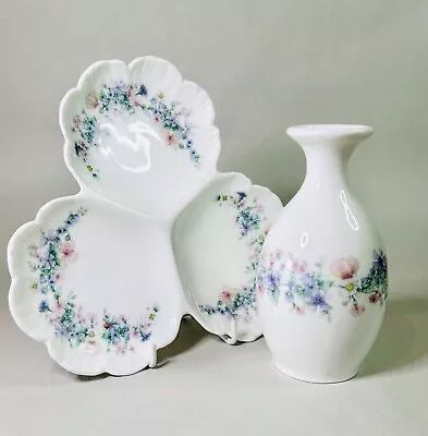 Buy Vintage Wedgwood Fine English Bone China Angela Boudoir Trinket Dish & Vase • 17£