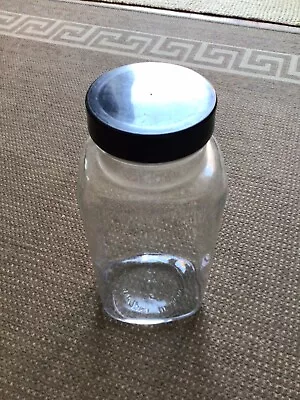 Buy Vintage Glass Sweet Shop Jar With Black Plastic Lid Plus Spare Lid • 7.50£