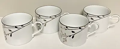 Buy Set 4 Noritake 4355L 'Birchwood' Coffee Tea Cups Platinum Branches On White NICE • 23.97£
