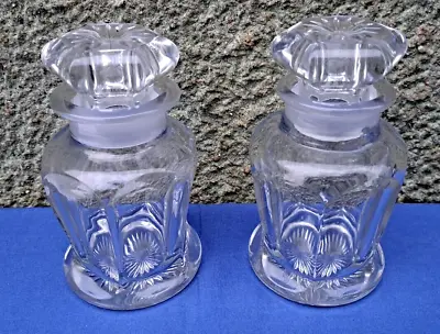 Buy Antique Baccarat Crystal Lidded Jar/Set Of2/ Heavy Cut/15cm Tall 1880/Unmarked • 68£