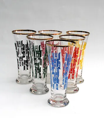 Buy Vintage 1950s Half-pint Soft Drink Aperitif Drinking Glasses Tumblers Curved X 6 • 28£