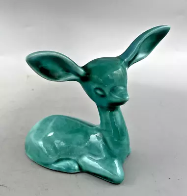 Buy Anglia Pottery England Ceramic Fawn Deer Blue Turquoise Figurine Ornament - 7 Cm • 12.50£