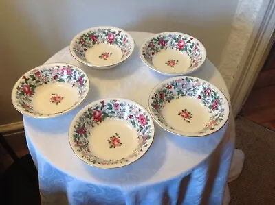 Buy Crown Staffordshire Flowers - 5 Soup Dessert Cereal Bowls • 14.95£