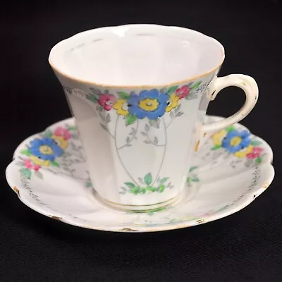 Buy Plant Tuscan Cup & Saucer #3348 Hand Painted Enameled Blue Flowers 1936-1940's • 42.25£