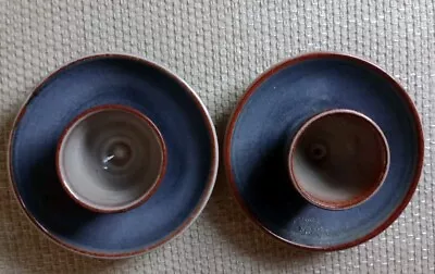 Buy Pair Of Camden Pottery Egg Cups Blue , Earthenware. • 10£