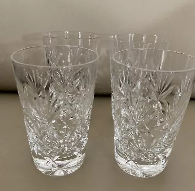 Buy WEBB CORBETT 4 X Matching Cut Glass Crystal Tumbler Cordial Glasses - Etched • 19.95£