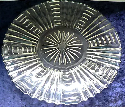 Buy Vintage Large Clear Glass Serving Plate Round Platter • 5.99£