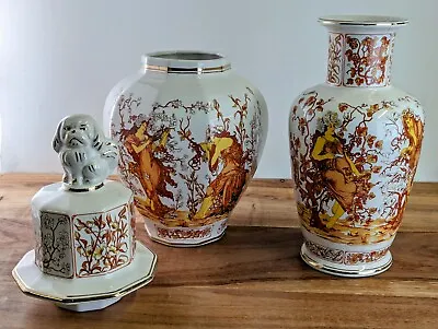 Buy Pair Of Vintage Italian Vases. Art Nouveau Carraresi V V Calenzano Liberty Muses • 39£