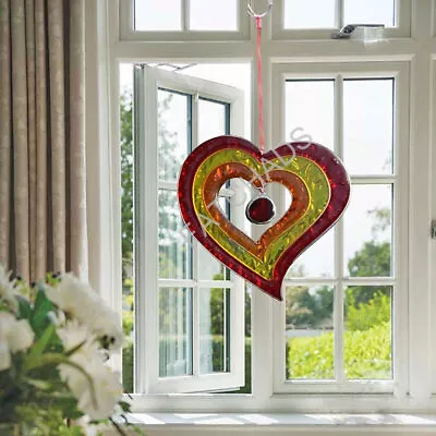 Buy Suncatcher Heart Stained Glass Window Decoration Hanging Colourful Ornament Deco • 9.95£