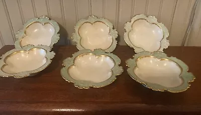 Buy 6 Antique Limoges China 5.25” Finger Bowl Lot Blue Scalloped Dish • 75.77£