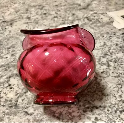 Buy Fenton Glass - Cranberry - Diamond Optic Rose Bowl • 23.68£