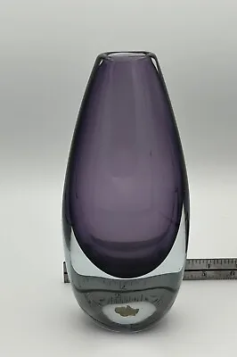 Buy Vintage Gunnar Nylund Strombergshyttan Purple Glass Torpedo Vase 1950's Sweden • 113.24£