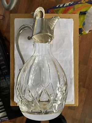 Buy Vintage Cut Heavy Glass Claret Water Jug Decanter Silver Plate Top Swan Neck • 9.99£