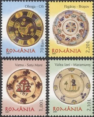 Buy Romania 2007 Romanian Pottery/Ceramics/Art/Craft/Plates 4v Set (n16425d) • 4.55£