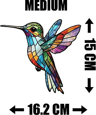 Buy Decorative Hummingbird Stained Glass Effect Static Cling Window Sticker Gift • 5.99£