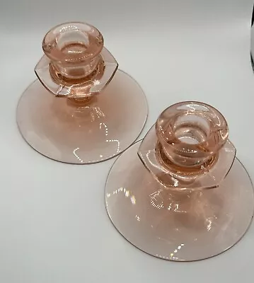 Buy Vintage Pink Glass Taper Candle Holders, Set Of 2, 3.5  Tall • 28.42£
