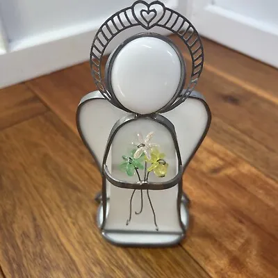 Buy Stained Glass White Angel Light Catcher 7.5  Tall Tea Light Holder • 12.60£