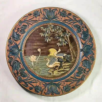 Buy Antique Mettlach Villeroy & Boch Art Nouveau Asian Bird Wall Charger Plate 1500 • 449£