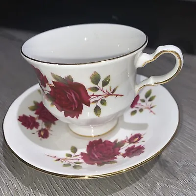 Buy Queen Anne Bone China Tea Cup And Saucer  Made In England Floral Red Roses • 18.94£