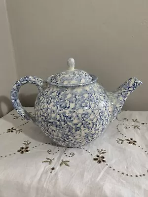 Buy Vintage Blue Spongeware Teapot 4 Cups Country Cottage Chintz Next Interior  • 16.99£
