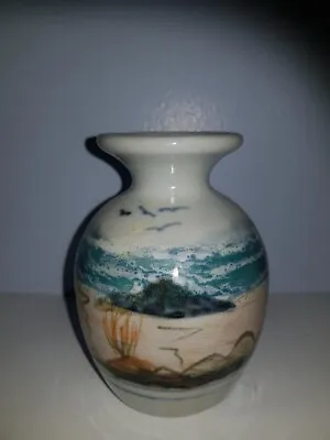 Buy HIGHLAND STONEWARE Scottish  Studio Pottery Vase  Painted Landscape Or Seascape • 24.99£