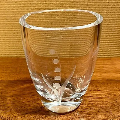 Buy Vtg ‘60s Smalandshyttan Sweden Orrefors Etched Lily Art Glass Crystal Vase • 28.89£