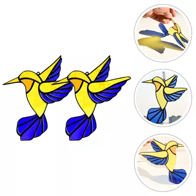 Buy Stained Glass Birds Window Hangings (2pcs) For Home And Car Decor • 11.19£