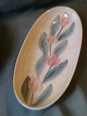 Buy VGC JERSEY POTTERY HAND PAINTED OBLONG DISH 23cm  X 10.5cm TULIPS DESIGN  • 9.99£