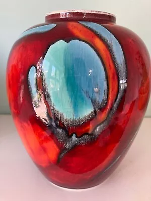 Buy Poole Pottery Vase 16cm Volcano England Art Deco Pottery Red • 15£