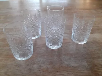 Buy 5 Vintage Cut Glass Whiskey Glasses Excellent Condition • 12.50£