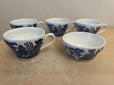 Buy 4 X  Churchill England Blue Willow Vintage China Tea Cups Mugs & Sugar Bowl • 8£