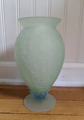 Buy Frosted Crackle Glass Vase Green & Blue • 18.78£
