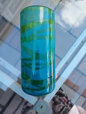 Buy 19cm GLASS VASE SIGNED CANDIVA MALTA GREEN BLUE  • 19.99£