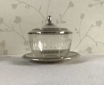 Buy Vintage Cut Glass & Silver Plate Bowl With Lid & Saucer - For Sugar/Cream/Sweets • 9.95£