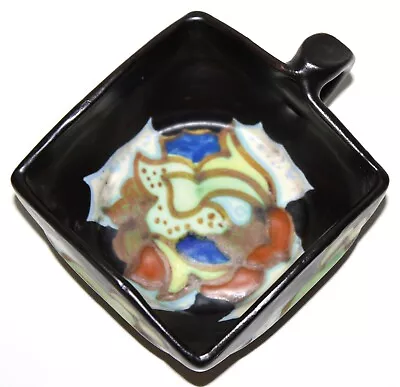 Buy GOUDA Black Ceramic Dish Bowl W Handle Abstract Flowers Favorite Goedewaagen  • 33.21£