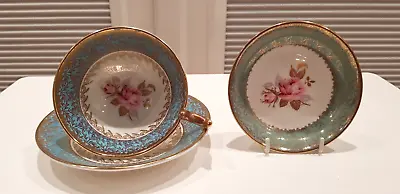 Buy Aynsley Cabinet Teacup & Saucer & Matching Sweet Dish. Pattern 2539. Pink Roses • 35£