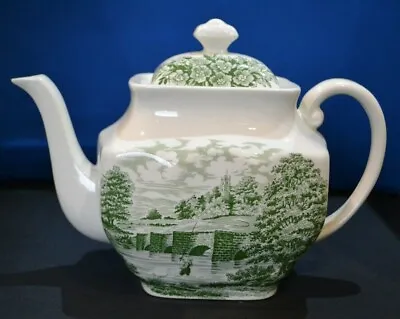 Buy Crown Ducal Green Patterned Square Shaped Teapot C1980 • 15£