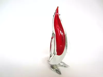 Buy Penguin Vintage Murano Da Ros Cenedese Red N Glowing Green Sommerso Art Glass • 132.99£