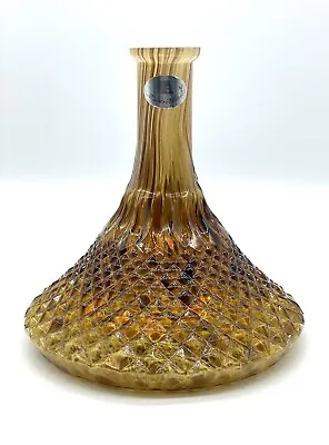 Buy Art Glass Vase Italy Maestri Vetrai Azure Gold Diamond Cut Base 8” • 33.36£