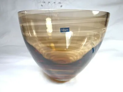 Buy HandMade Caithness Art Glass Swirl Spiral Hand Made In Scotland Large Bowl Amber • 45£