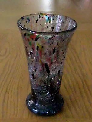 Buy Beautiful Murano Multi Coloured Crackle Glass Splatter Vase • 24.95£