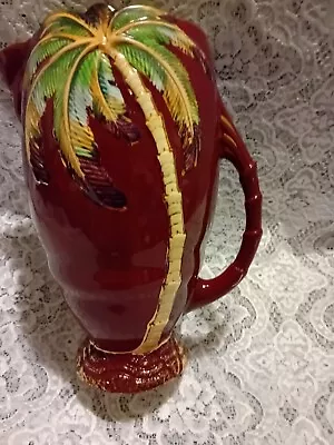 Buy Beswick Palm Tree Large Jug In Burgundy Red Gilded Colour 1067 • 27.90£