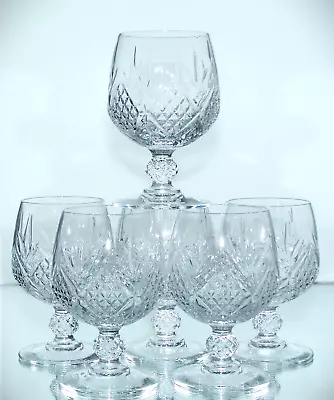 Buy Set Of 6 Lead Crystal Glass Short Knop Stem Wine Glasses  Snifters -12cm, 250ml • 20£
