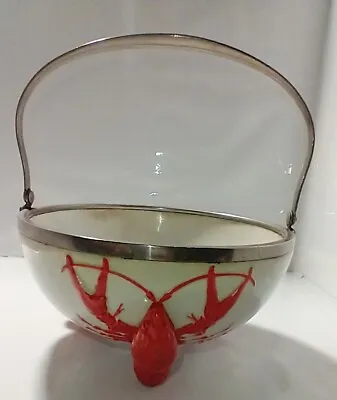 Buy Rare Vintage Lobster Footed Bowl With Metal Rim And Handle *Handle Needs Repair  • 165.63£