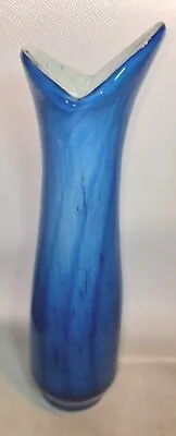 Buy Mtarfa..Original Blue Glass Vase +  Sticker Malta Handblown 8.5  • 13.99£