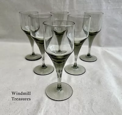 Buy 6 Glass Sherry Liqueur Port Stemmed Drinking Smoked Glasses - Fab • 11.99£