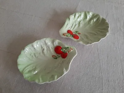 Buy Pair Vintage Carlton Ware Cabbage Leaf Preserve Dish With Tomatoes 2092 Small • 14.99£